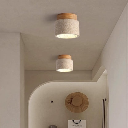 Cilestic Plafondlamp Travertin Hout E27/E26 Beige Hal Slaapkamer Woonkamer Scandinavisch Modern Design Natuurlijke Plafondverlichting