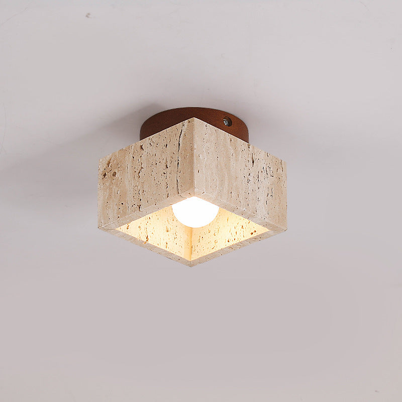 Cilestic Plafondlamp Travertin Hout E27/E26 Beige Hal Slaapkamer Woonkamer Scandinavisch Modern Design Natuurlijke Plafondverlichting