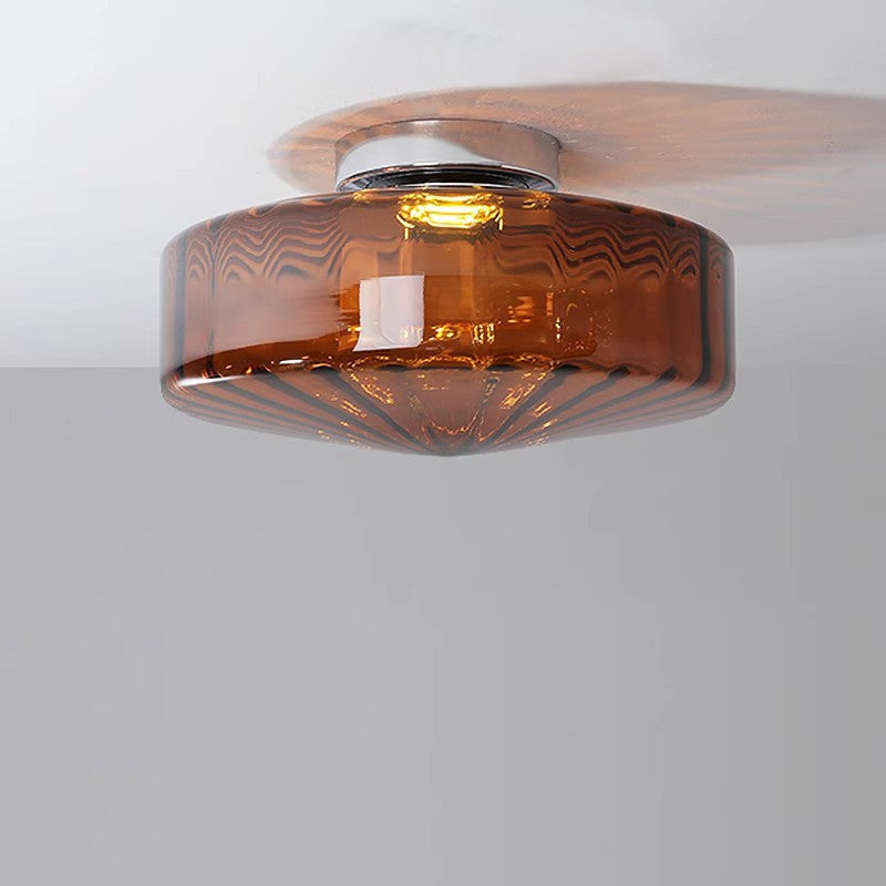 Vintage Geribbeld Glazen Plafondlamp Groen – Klassieke Verlichting voor Eetkamer, Entree & Gang