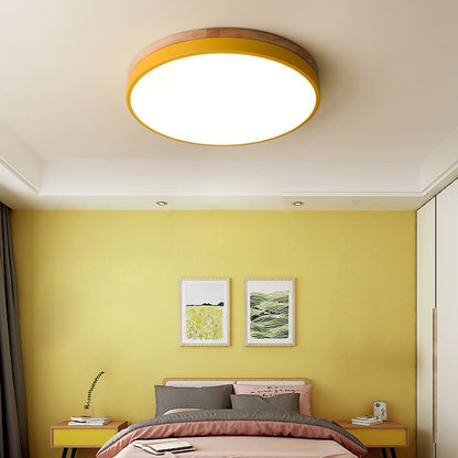 Plafondlamp Hout Rond LED met Acryl – Dimbaar Warm Licht Scandinavisch Design Woonkamer Slaapkamer 30cm 40cm 50cm 60cm