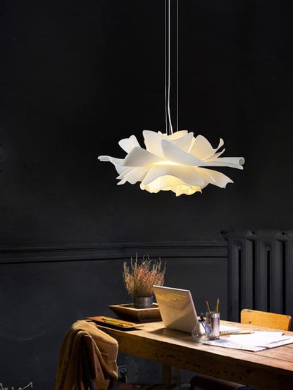 Handgemaakte Acryl Hanglamp Lotus Bloem Wit Scandinavisch Design