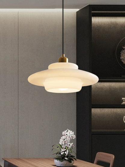 Glazen Hanglamp met Gelaagd Design – Melkwit Matglas voor Eetkamer en Woonkamer