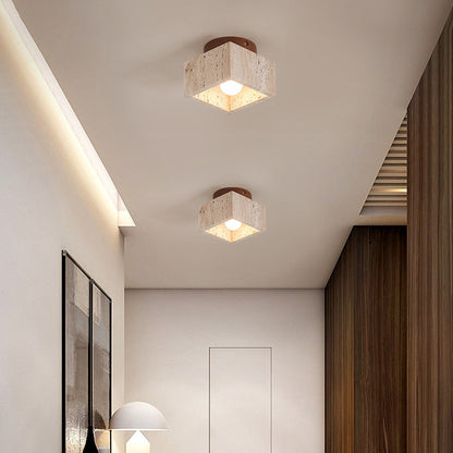 Cilestic Plafondlamp Travertin Hout E27/E26 Beige Hal Slaapkamer Woonkamer Scandinavisch Modern Design Natuurlijke Plafondverlichting