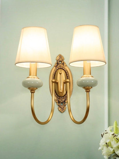 Keramische wandlamp met stoffen kap - 1 of 2 lichtpunten - E27 - diverse kleuren & stijlen