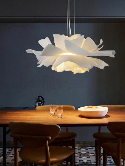 Handgemaakte Acryl Hanglamp Lotus Bloem Wit Scandinavisch Design