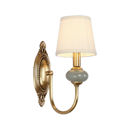 Keramische wandlamp met stoffen kap - 1 of 2 lichtpunten - E27 - diverse kleuren & stijlen