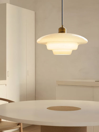 Glazen Hanglamp met Gelaagd Design – Melkwit Matglas voor Eetkamer en Woonkamer