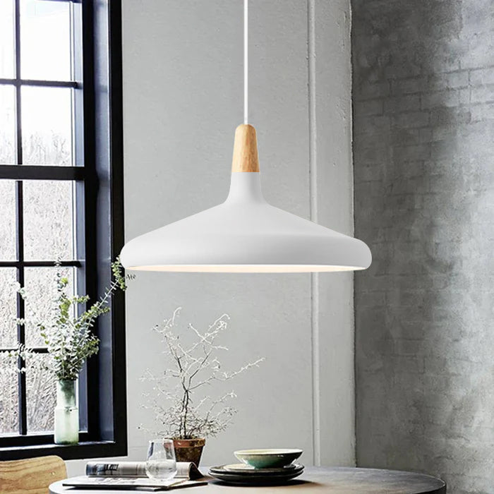 Hanglamp Scandinavisch Aluminium Hout Wit E27 Eettafel Woonkamer Minimalistisch Design Verlichting Keukeneiland