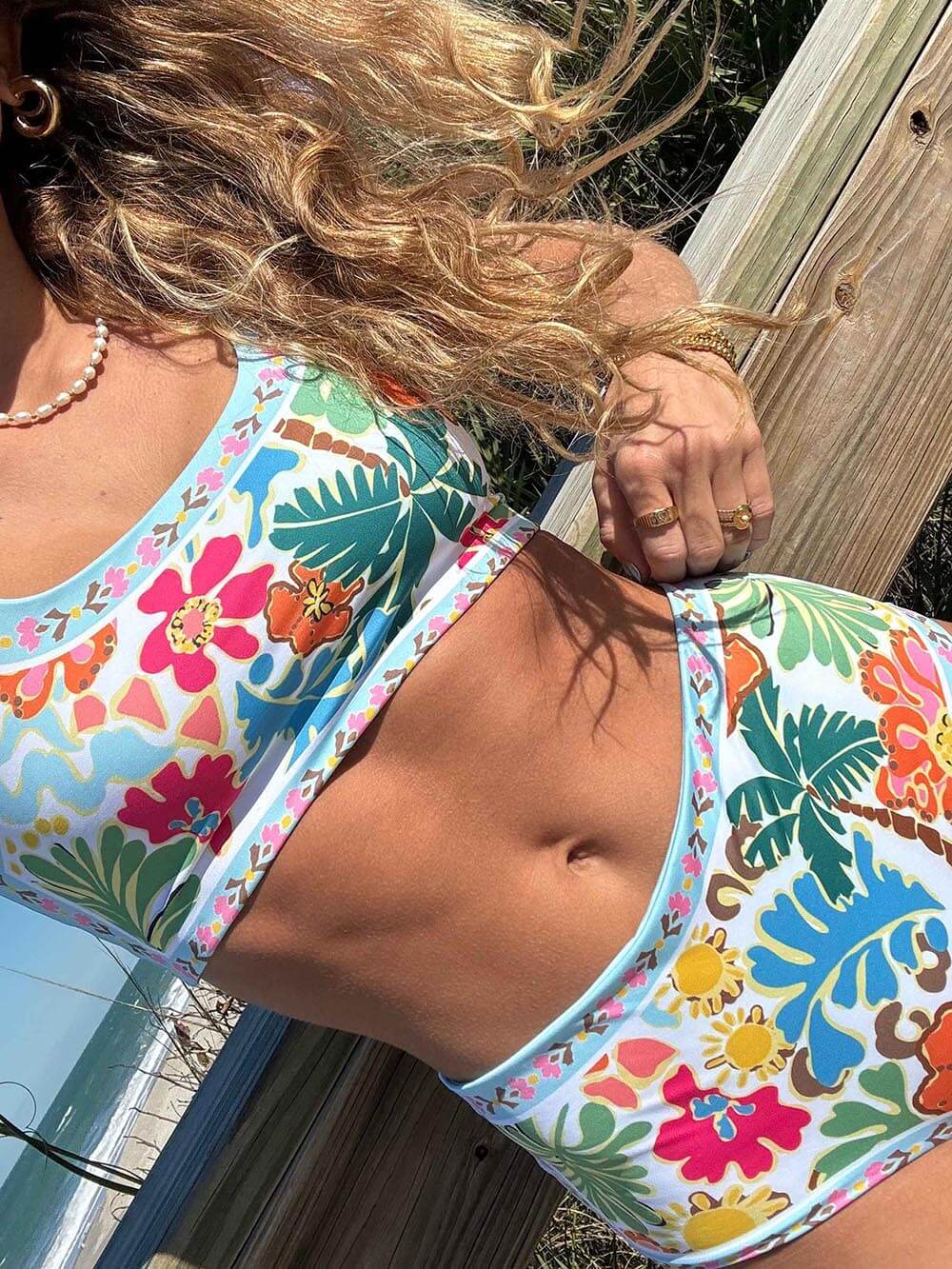 Bloemen Badpak Ondersteunend Stretch Bikini Stijl