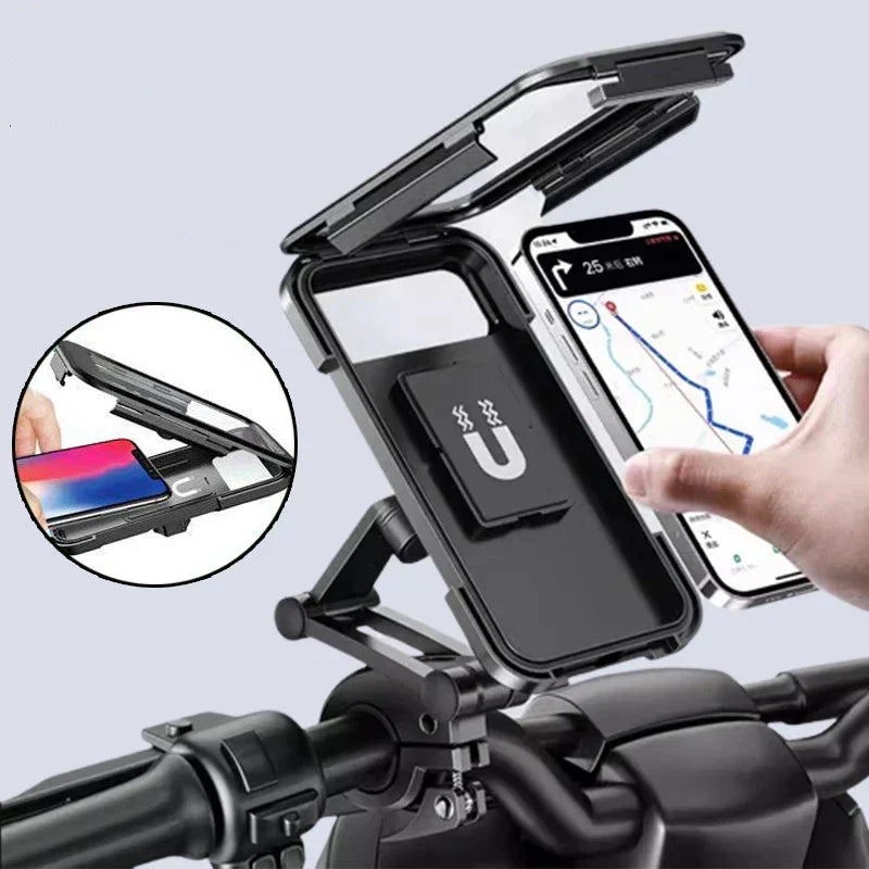 Waterdichte Telefoonhouder voor Fiets met 15W Draadloze Powerbank Zwart