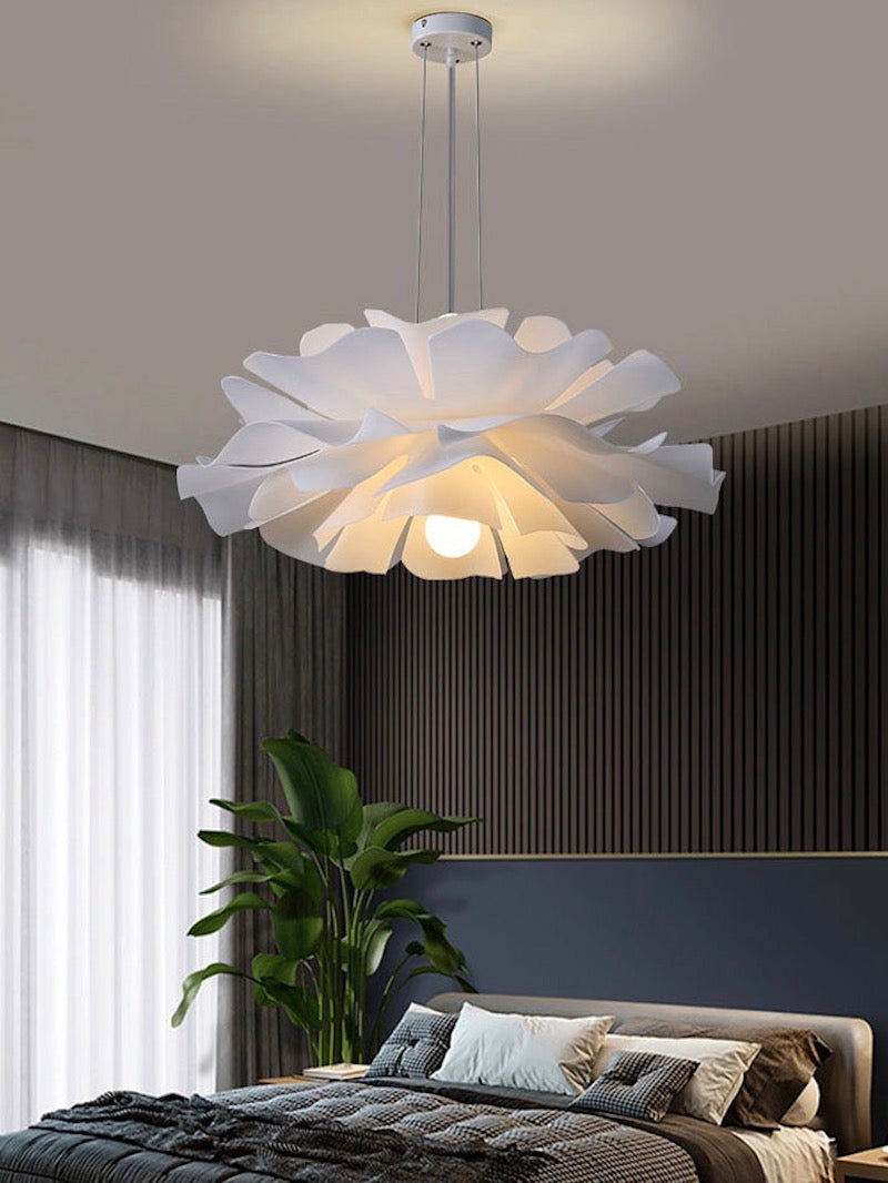 Handgemaakte Acryl Hanglamp Lotus Bloem Wit Scandinavisch Design