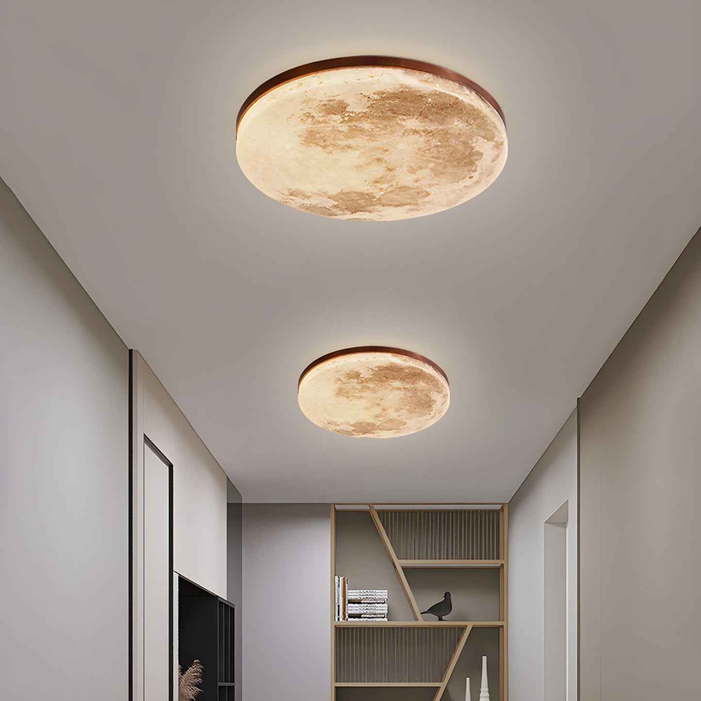 LED Plafondlamp Maanontwerp Hout Acryl Rond 26-48cm Slaapkamer Woonkamer Plafondlamp Maanlamp LED Verlichting Modern Interieur