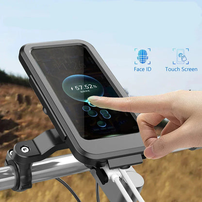 Waterdichte Telefoonhouder voor Fiets met 15W Draadloze Powerbank Zwart