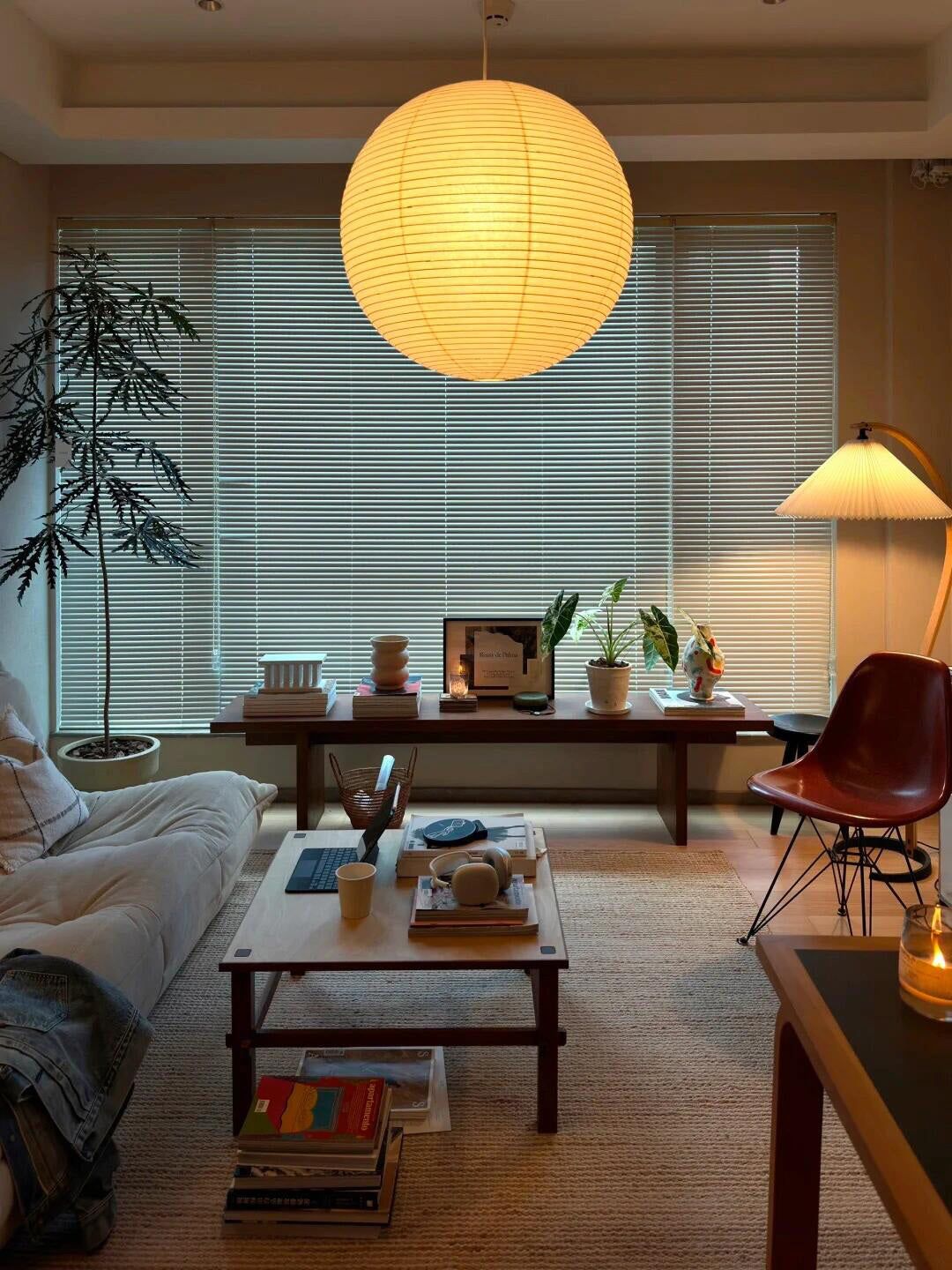 Japanse Mulberry Paper Hanglamp — Handgemaakte Washi Lampenkap Bol Sfeerverlichting