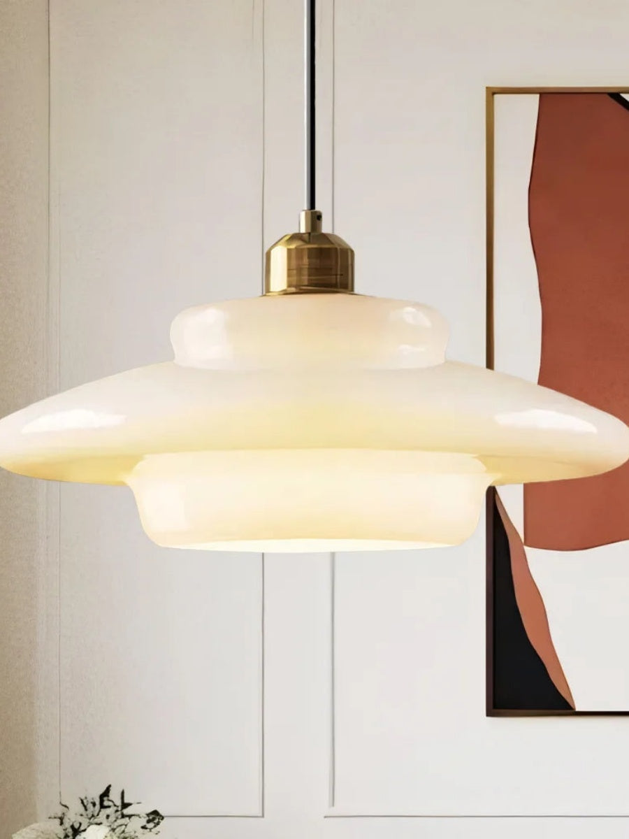 Glazen Hanglamp met Gelaagd Design – Melkwit Matglas voor Eetkamer en Woonkamer