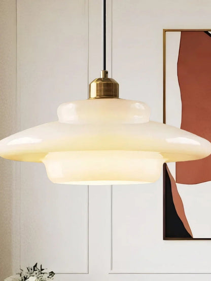 Glazen Hanglamp met Gelaagd Design – Melkwit Matglas voor Eetkamer en Woonkamer