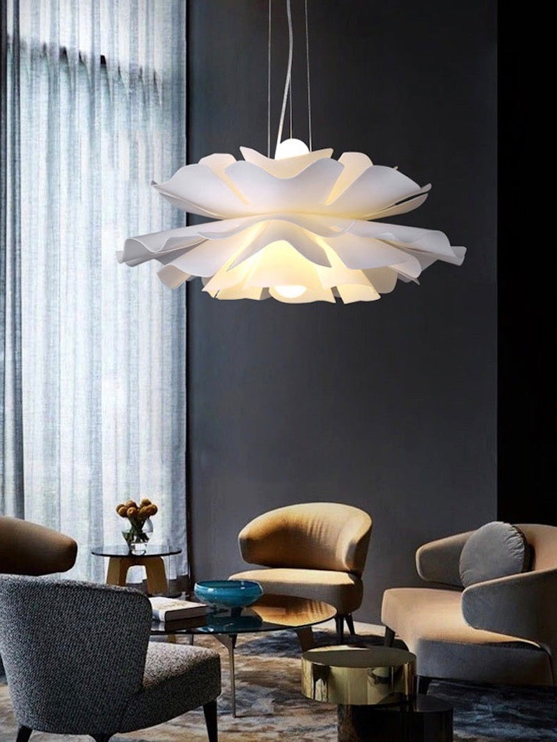 Handgemaakte Acryl Hanglamp Lotus Bloem Wit Scandinavisch Design