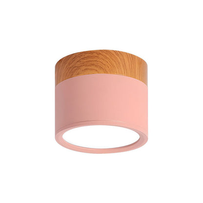 Cylinder kleine plafondlamp LED hout modern plafond hal woonkamer compact design