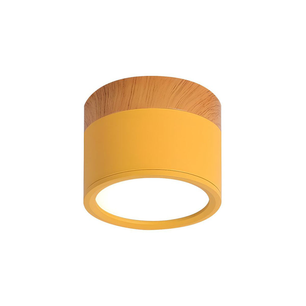 Cylinder kleine plafondlamp LED hout modern plafond hal woonkamer compact design