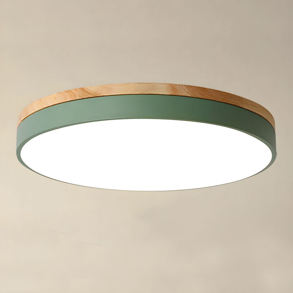 Plafondlamp Hout Rond LED met Acryl – Dimbaar Warm Licht Scandinavisch Design Woonkamer Slaapkamer 30cm 40cm 50cm 60cm