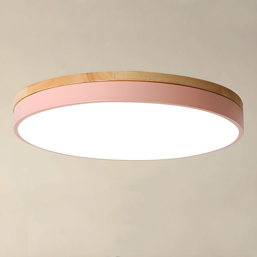Plafondlamp Hout Rond LED met Acryl – Dimbaar Warm Licht Scandinavisch Design Woonkamer Slaapkamer 30cm 40cm 50cm 60cm