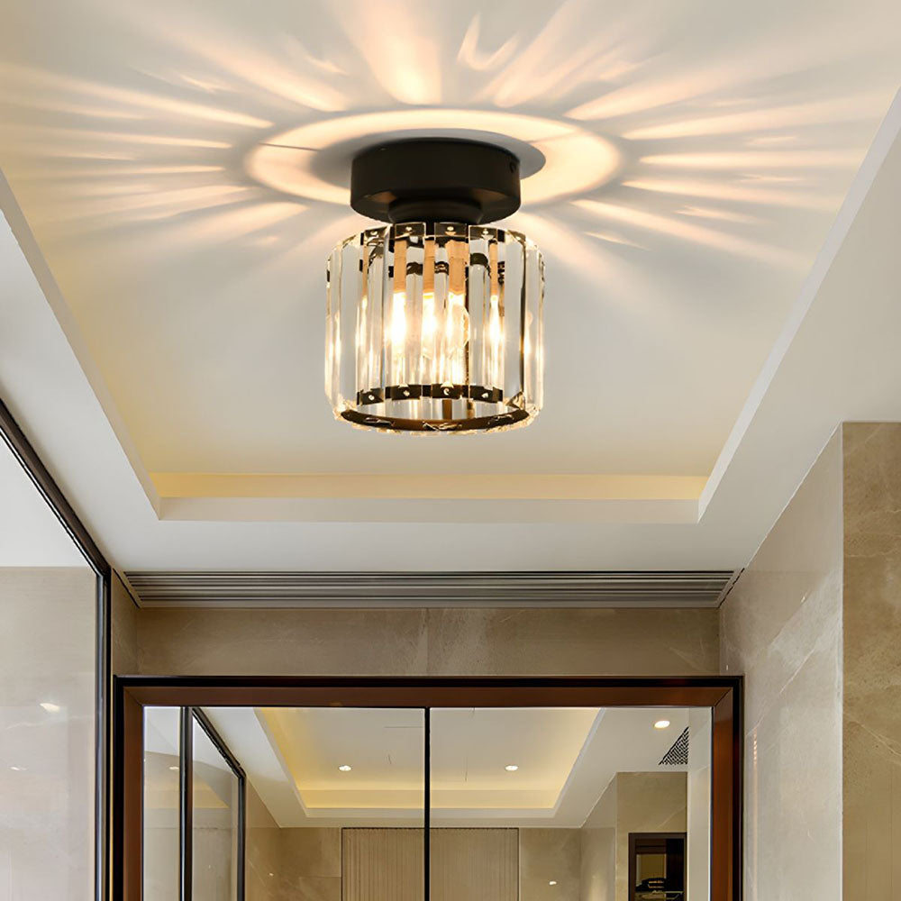 Plafondlamp Kristal Zwart Zilver Goud E27 Opbouw Modern Hal Woonkamer