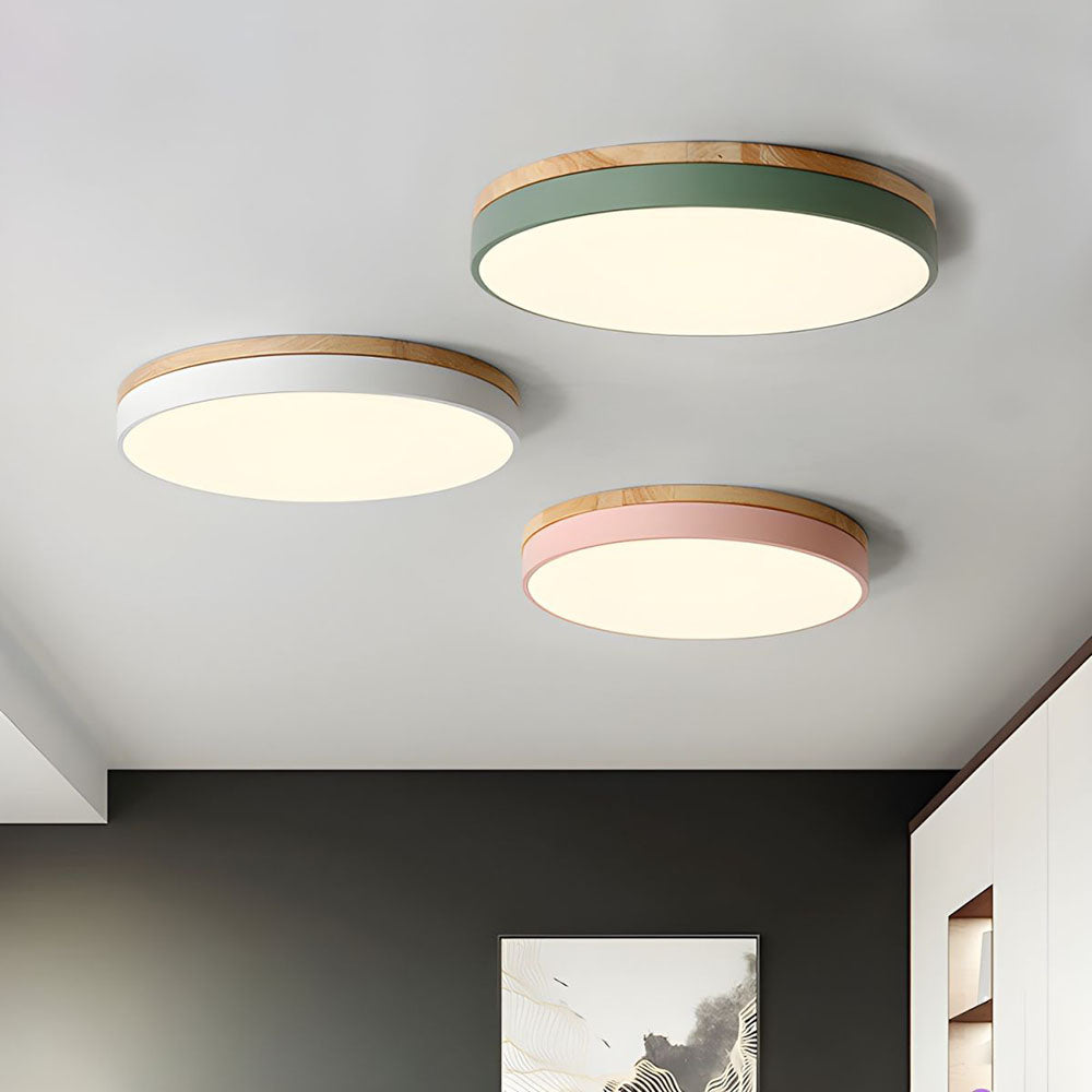 Plafondlamp Hout Rond LED met Acryl – Dimbaar Warm Licht Scandinavisch Design Woonkamer Slaapkamer 30cm 40cm 50cm 60cm