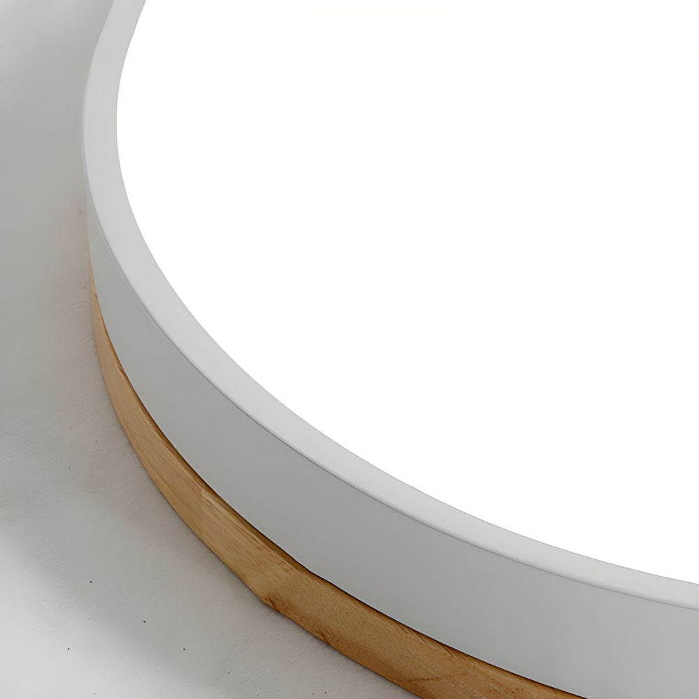 Ronde Plafondlamp met LED en Natuurlijk Hout — Scandinavisch Design met Dimfunctie