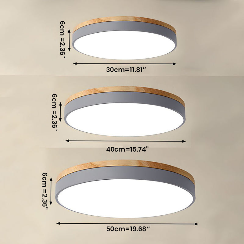 Ronde Plafondlamp met LED en Natuurlijk Hout — Scandinavisch Design met Dimfunctie
