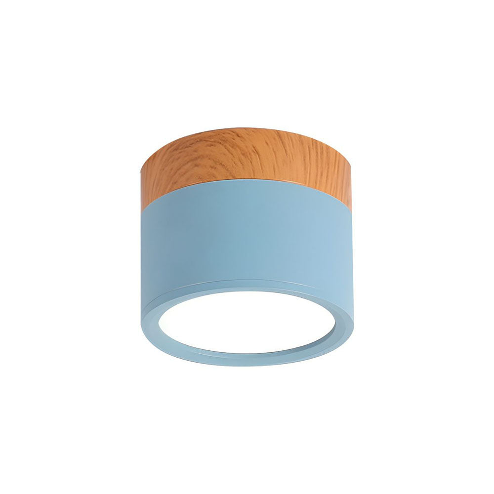 Cylinder kleine plafondlamp LED hout modern plafond hal woonkamer compact design