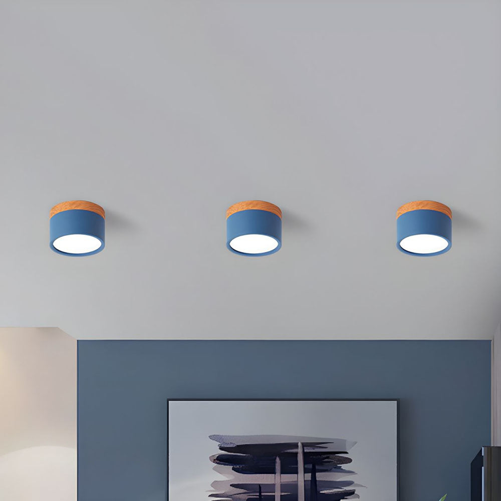 Cylinder kleine plafondlamp LED hout modern plafond hal woonkamer compact design
