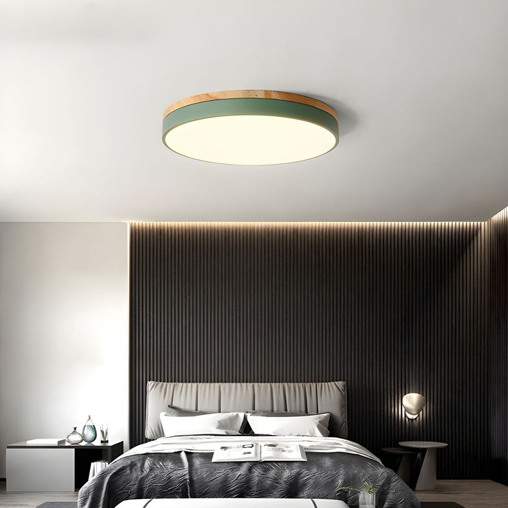 Plafondlamp Hout Rond LED met Acryl – Dimbaar Warm Licht Scandinavisch Design Woonkamer Slaapkamer 30cm 40cm 50cm 60cm