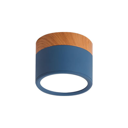 Cylinder kleine plafondlamp LED hout modern plafond hal woonkamer compact design