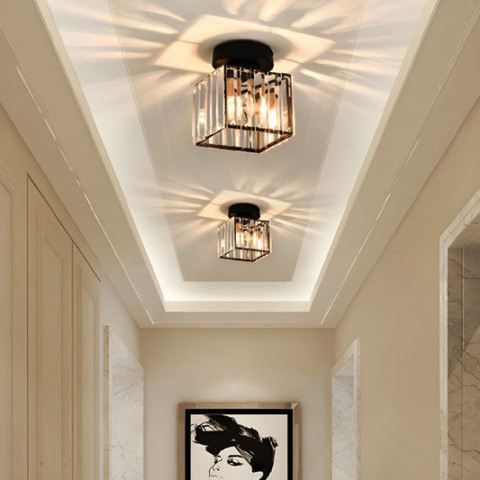 Plafondlamp Kristal Zwart Zilver Goud E27 Opbouw Modern Hal Woonkamer