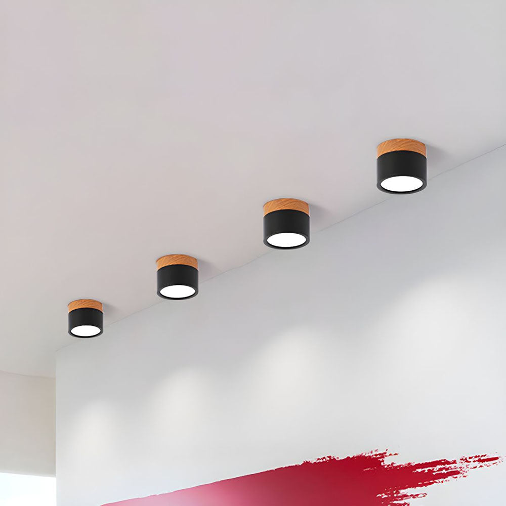 Cylinder kleine plafondlamp LED hout modern plafond hal woonkamer compact design