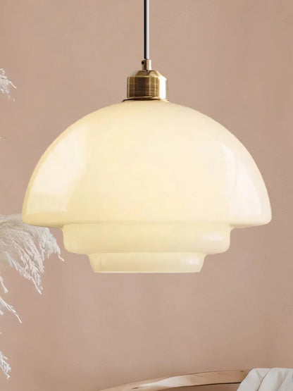 Glazen Hanglamp met Gelaagd Design – Melkwit Matglas voor Eetkamer en Woonkamer