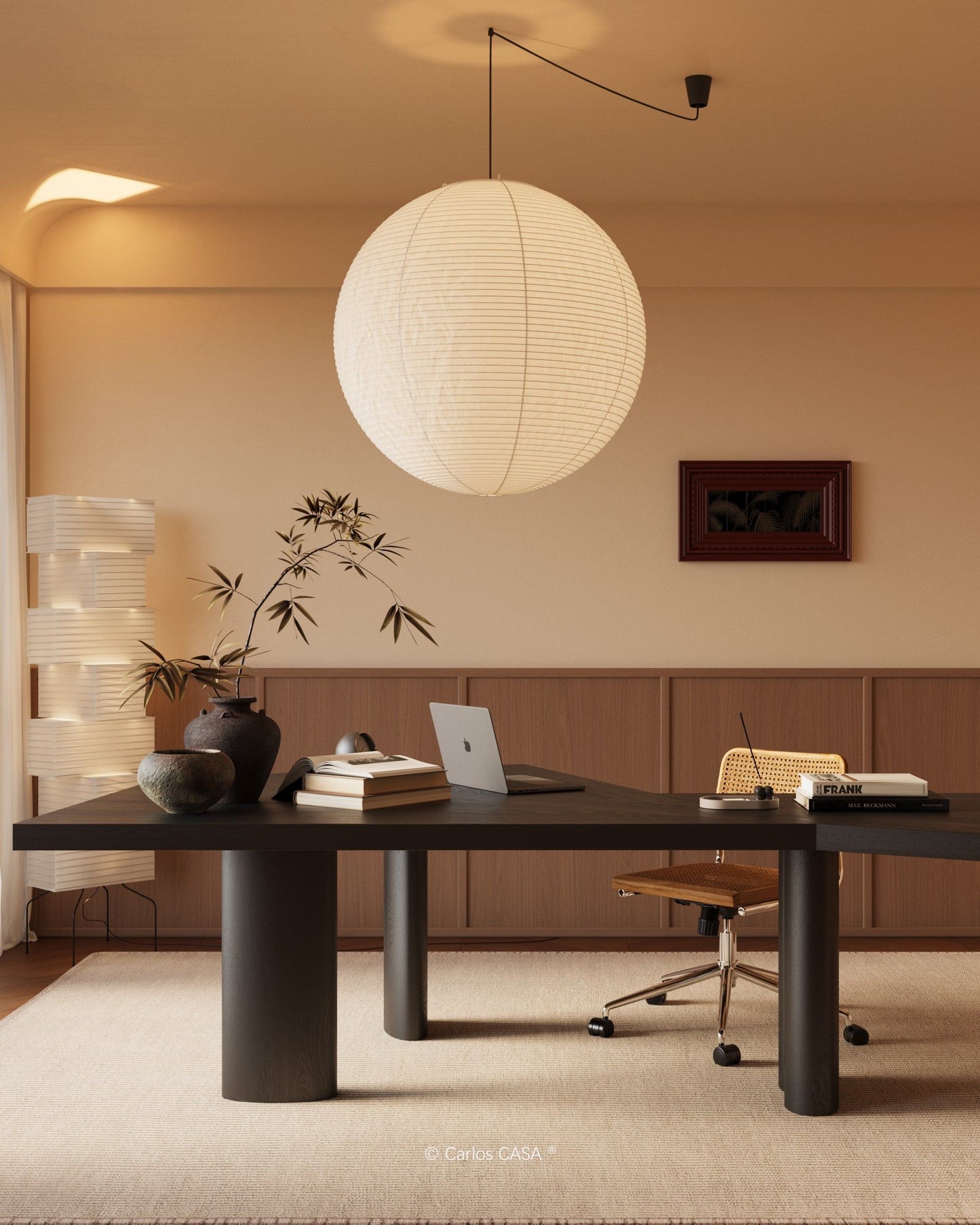 Japanse Mulberry Paper Hanglamp — Handgemaakte Washi Lampenkap Bol Sfeerverlichting
