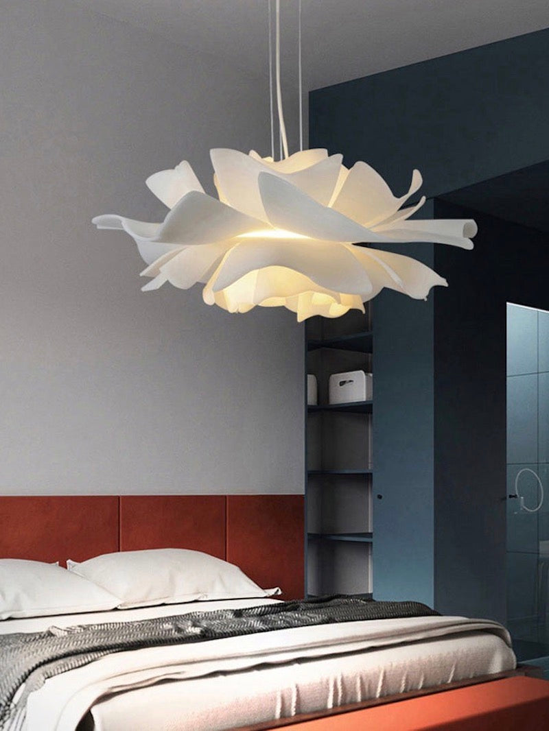Handgemaakte Acryl Hanglamp Lotus Bloem Wit Scandinavisch Design