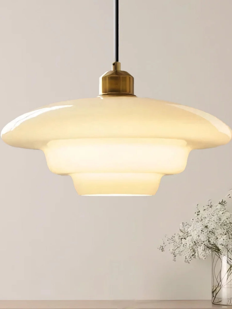 Glazen Hanglamp met Gelaagd Design – Melkwit Matglas voor Eetkamer en Woonkamer