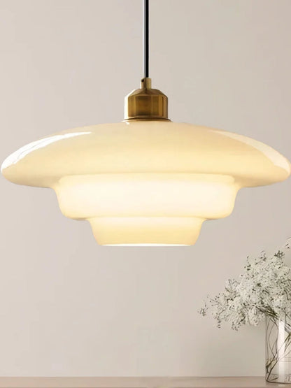 Glazen Hanglamp met Gelaagd Design – Melkwit Matglas voor Eetkamer en Woonkamer