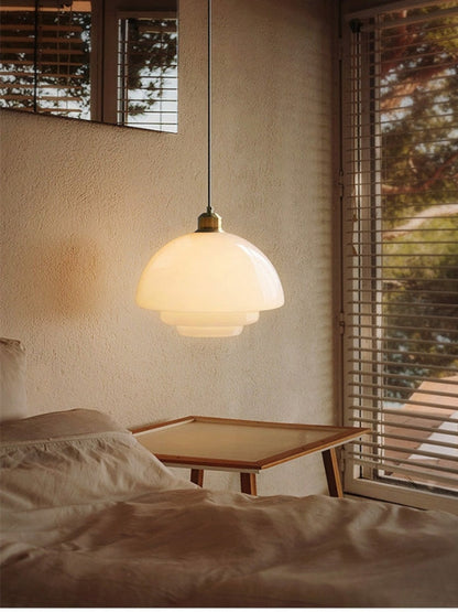 Glazen Hanglamp met Gelaagd Design – Melkwit Matglas voor Eetkamer en Woonkamer