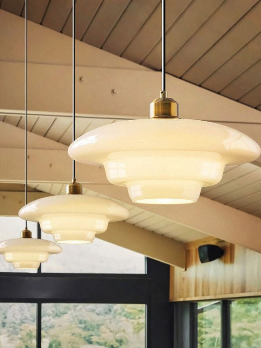 Glazen Hanglamp met Gelaagd Design – Melkwit Matglas voor Eetkamer en Woonkamer