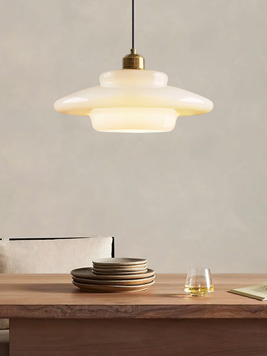 Glazen Hanglamp met Gelaagd Design – Melkwit Matglas voor Eetkamer en Woonkamer