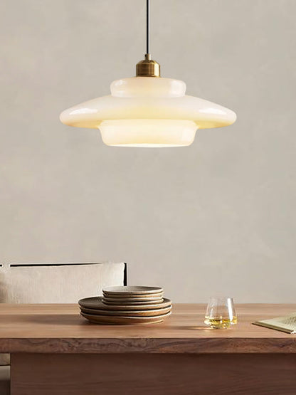 Glazen Hanglamp met Gelaagd Design – Melkwit Matglas voor Eetkamer en Woonkamer