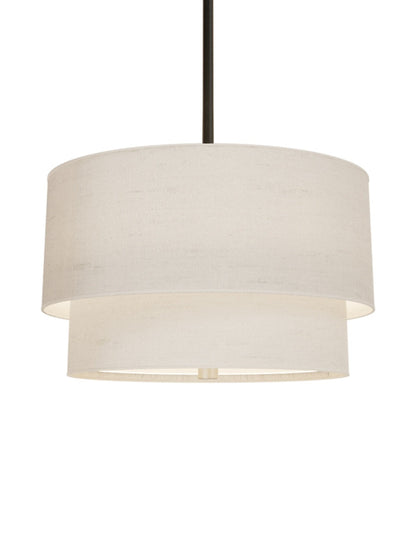 Dubbele Stoffen Drum Hanglamp – Moderne Gelaagde Kap Plafondlamp voor Eetkamer Woonkamer