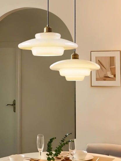Glazen Hanglamp met Gelaagd Design – Melkwit Matglas voor Eetkamer en Woonkamer