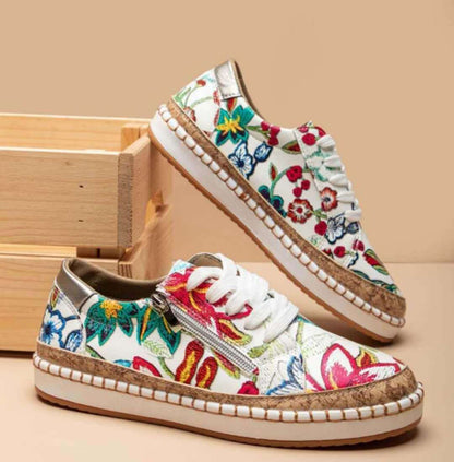 Dames Schoenen Bloemenprint Gevulkaniseerd Leer