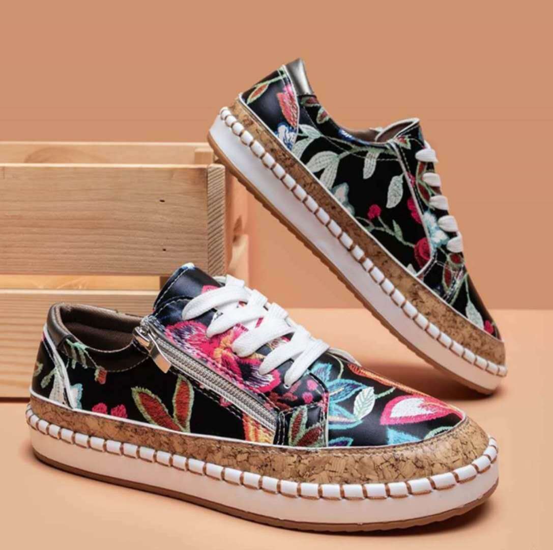 Dames Schoenen Bloemenprint Gevulkaniseerd Leer