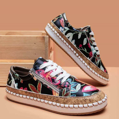 Dames Schoenen Bloemenprint Gevulkaniseerd Leer