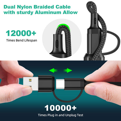 3-in-1 Oplaadkabel USB Multi Connector Type-C Micro USB 6A Snelladen voor Smartphones